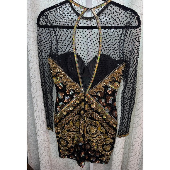 Vintage Naeem Khan Riazee for Neiman Marcus Beaded Sequin Mesh Mini Dress Size 4 - Picture 7 of 11